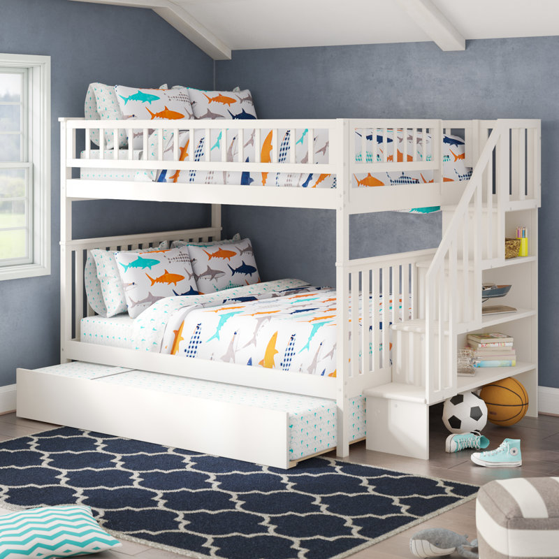 Viv + Rae Shyann Staircase Full Over Full Bunk Bed with Trundle